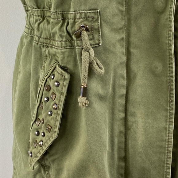 Forever 21 Army Green Utility Vest Studded Pockets Zip Snap Boho Womens Size S - Picture 3 of 9